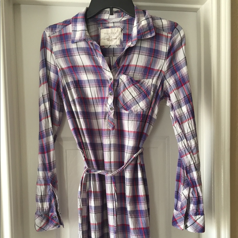 Sonoma XS plaid button front dress
